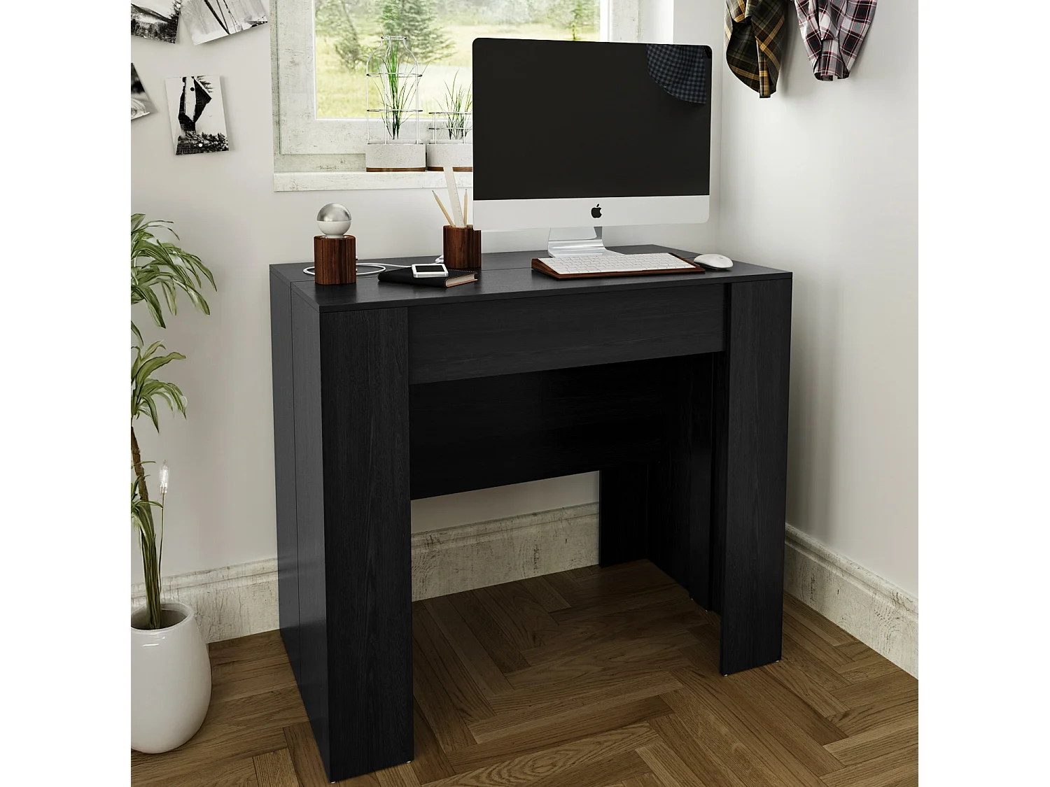 Tavolo Consolle Allungabile Oslo Fino A 2.37 Metri Tavolo 10 Posti Salvaspazio Design Moderno Consolle per Casa Ufficio 78 x 51 x 90 cm Nero