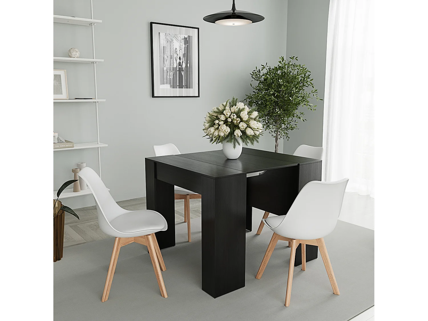 Tavolo Consolle Allungabile Oslo Fino A 2.37 Metri Tavolo 10 Posti Salvaspazio Design Moderno Consolle per Casa Ufficio 78 x 51 x 90 cm Nero