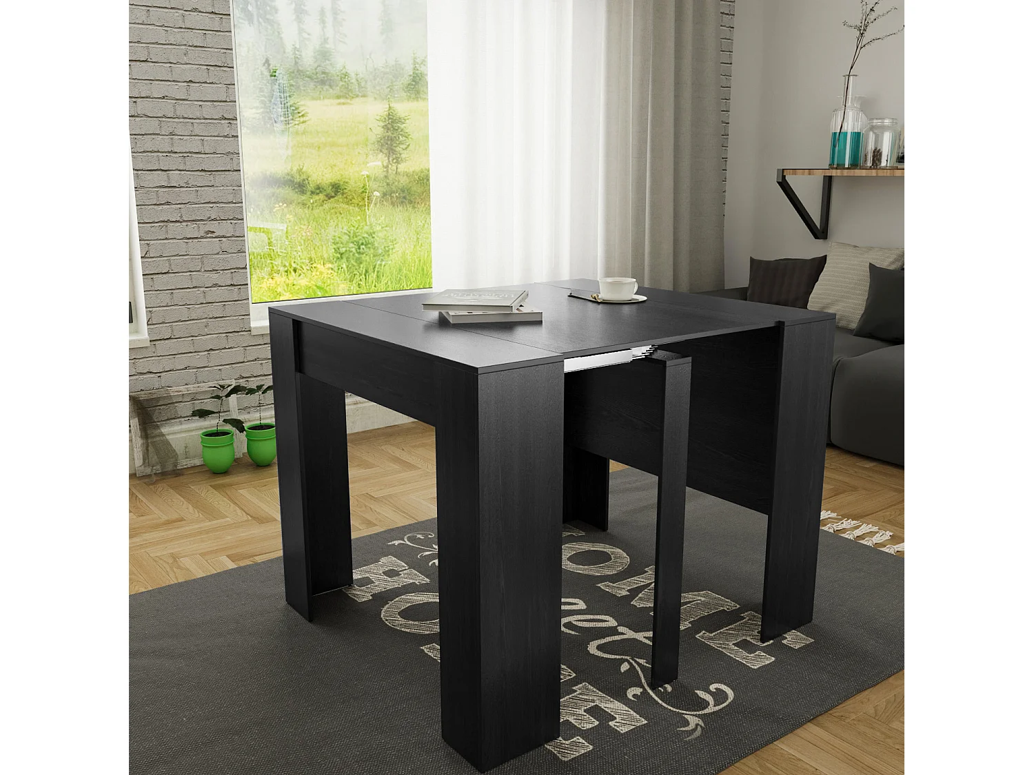 Tavolo Consolle Allungabile Oslo Fino A 2.37 Metri Tavolo 10 Posti Salvaspazio Design Moderno Consolle per Casa Ufficio 78 x 51 x 90 cm Nero