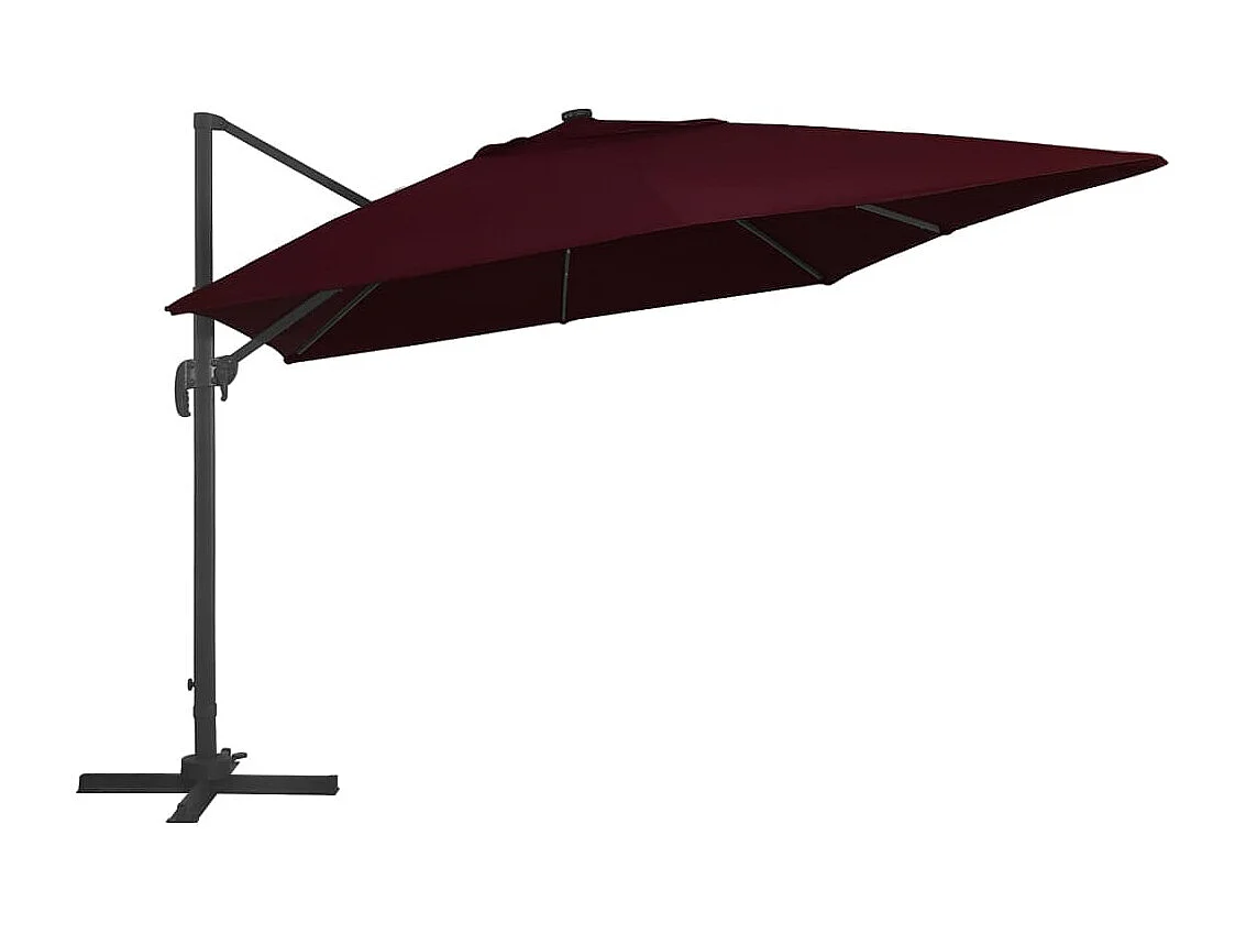 Guarda-sol deslocado com luzes LED vermelho bordô 400 x 300 cm 02_0008459