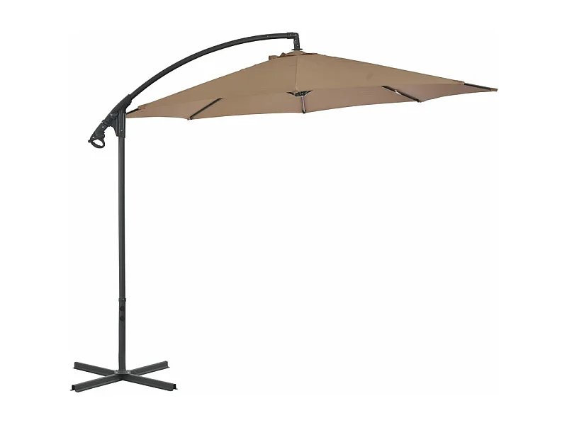 Mueble de jardín voladizo parasol con poste de acero 300 cm taupe 02_0008651