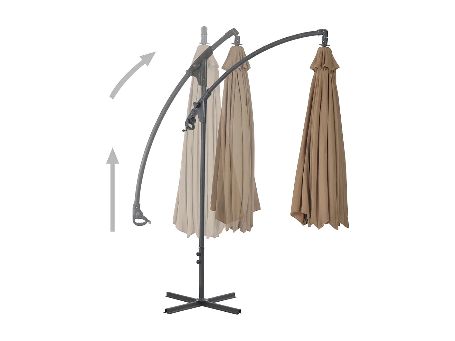 Mueble de jardín voladizo parasol con poste de acero 300 cm taupe 02_0008651