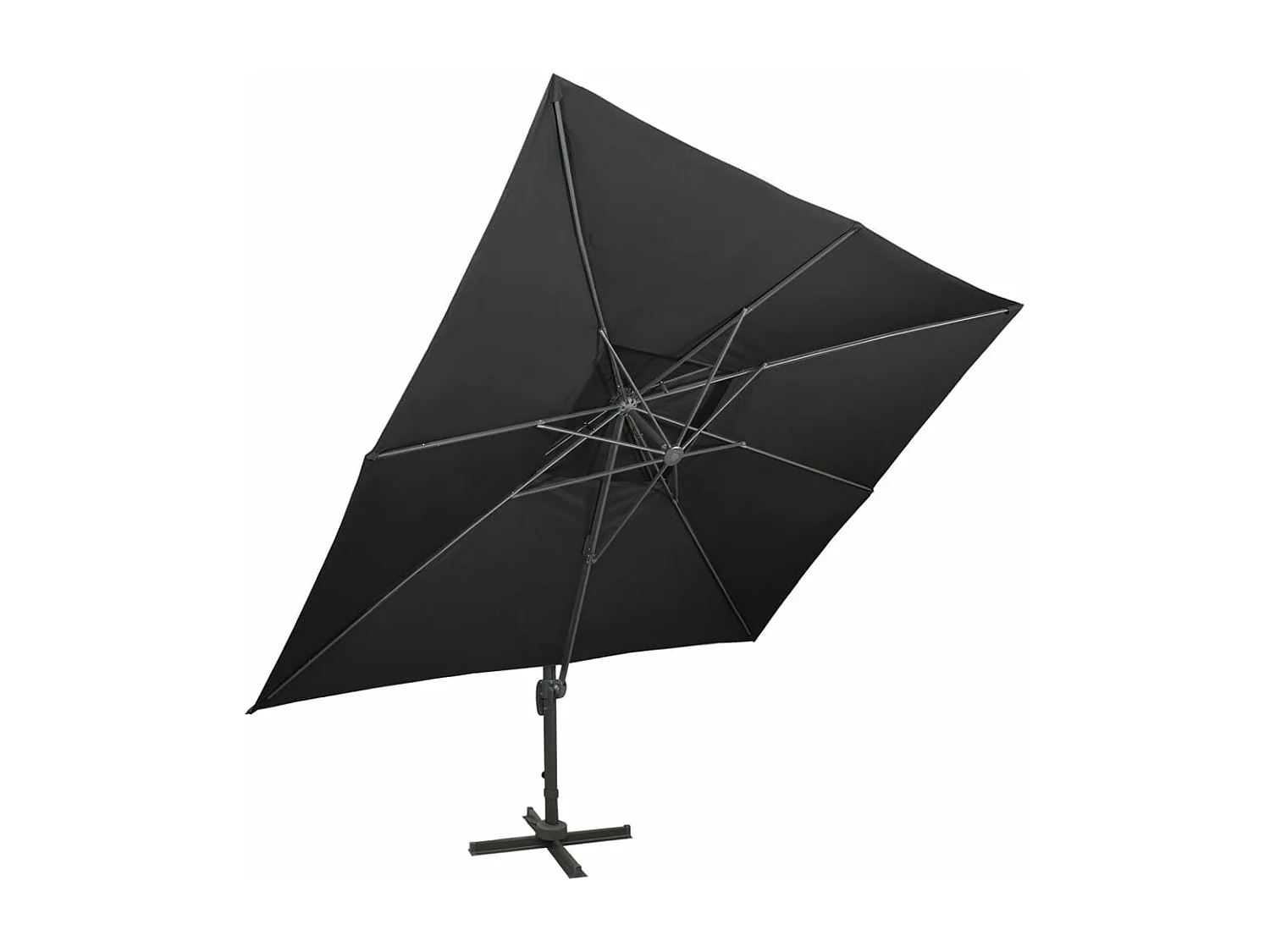 Guarda-sol deslocado com teto duplo preto 400 x 300 cm 02_0008569