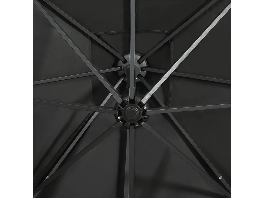 Guarda-sol móvel de jardim deslocado com poste e luzes LED 300 cm antracite 02_0008515