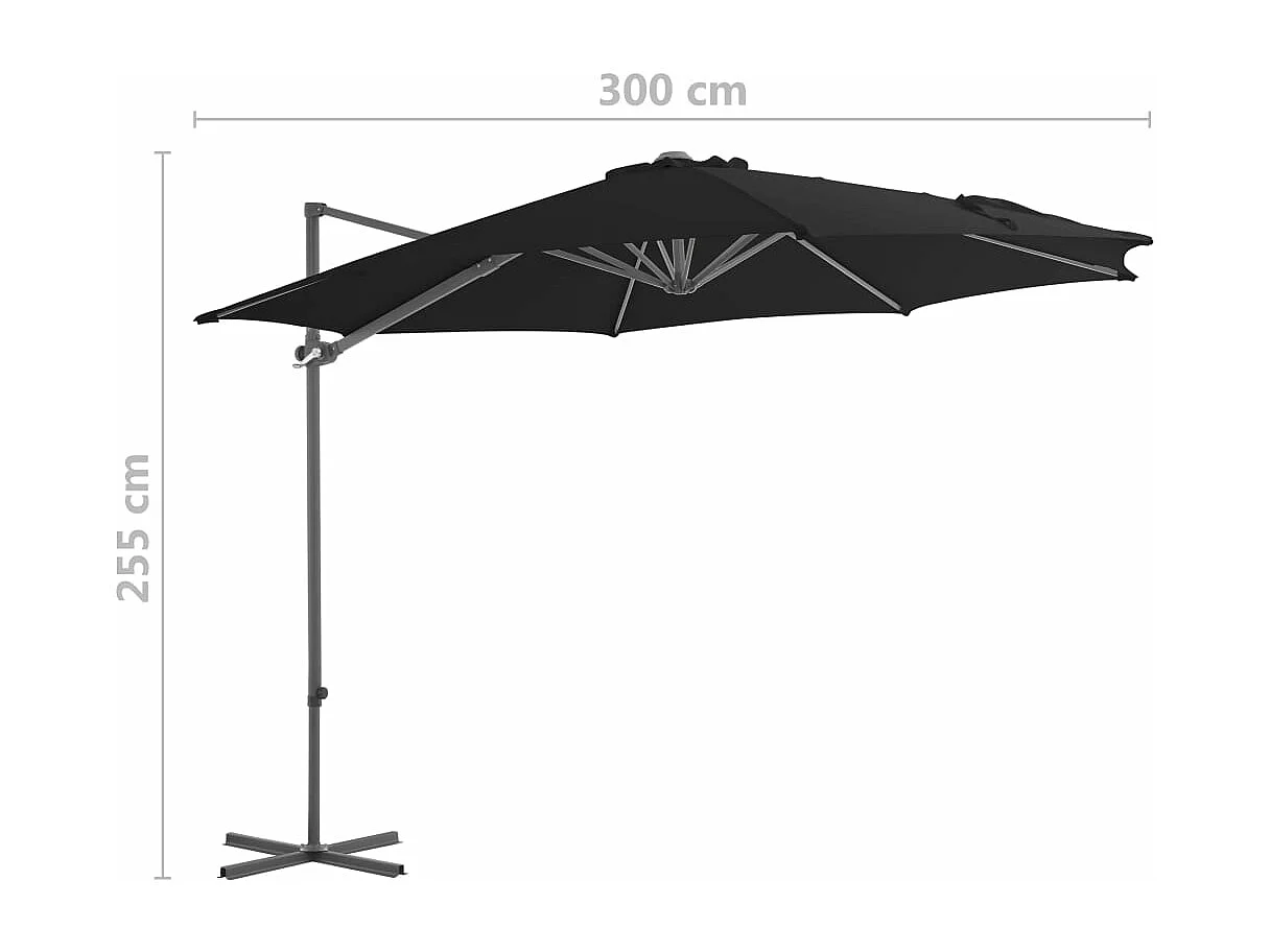 Parasol mobilier de jardin noire 300 x 300 x 255 cm 02_0008474