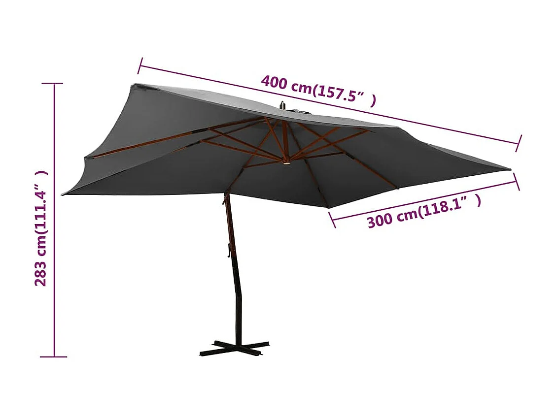 Parasol mobilier de jardin bois marron 400 x 300 x 283 cm 02_0008623