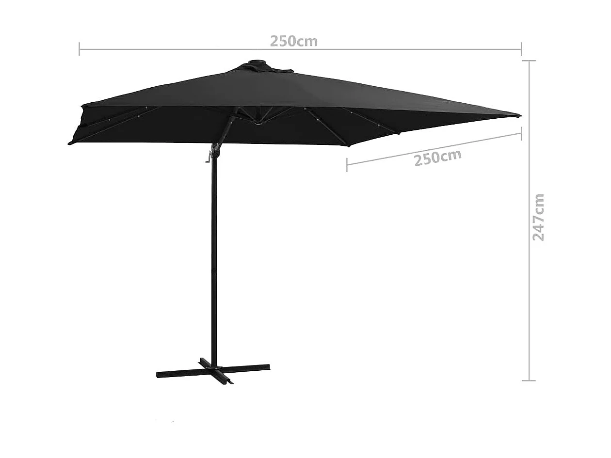 Parasol déporté avec led noire 250 x 250 x 247 cm 02_0008447