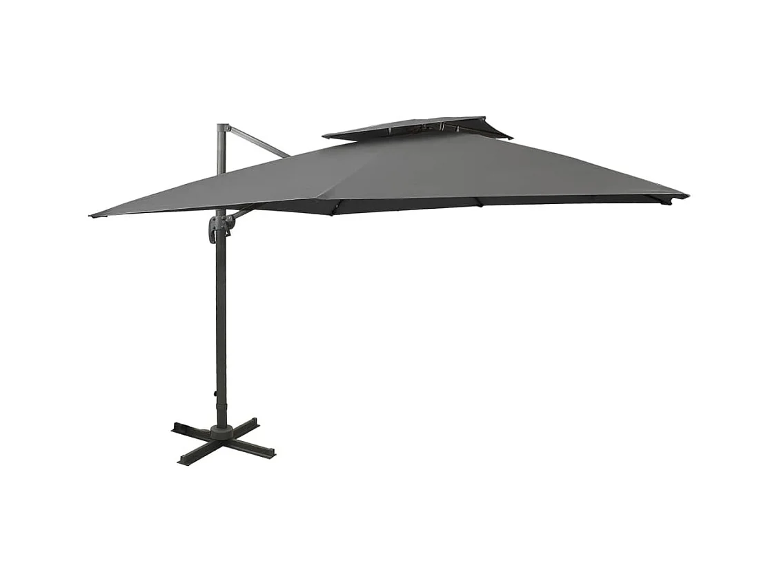 Ombrellone decentrato con doppio tetto 300 x 300 cm antracite 02_0008556