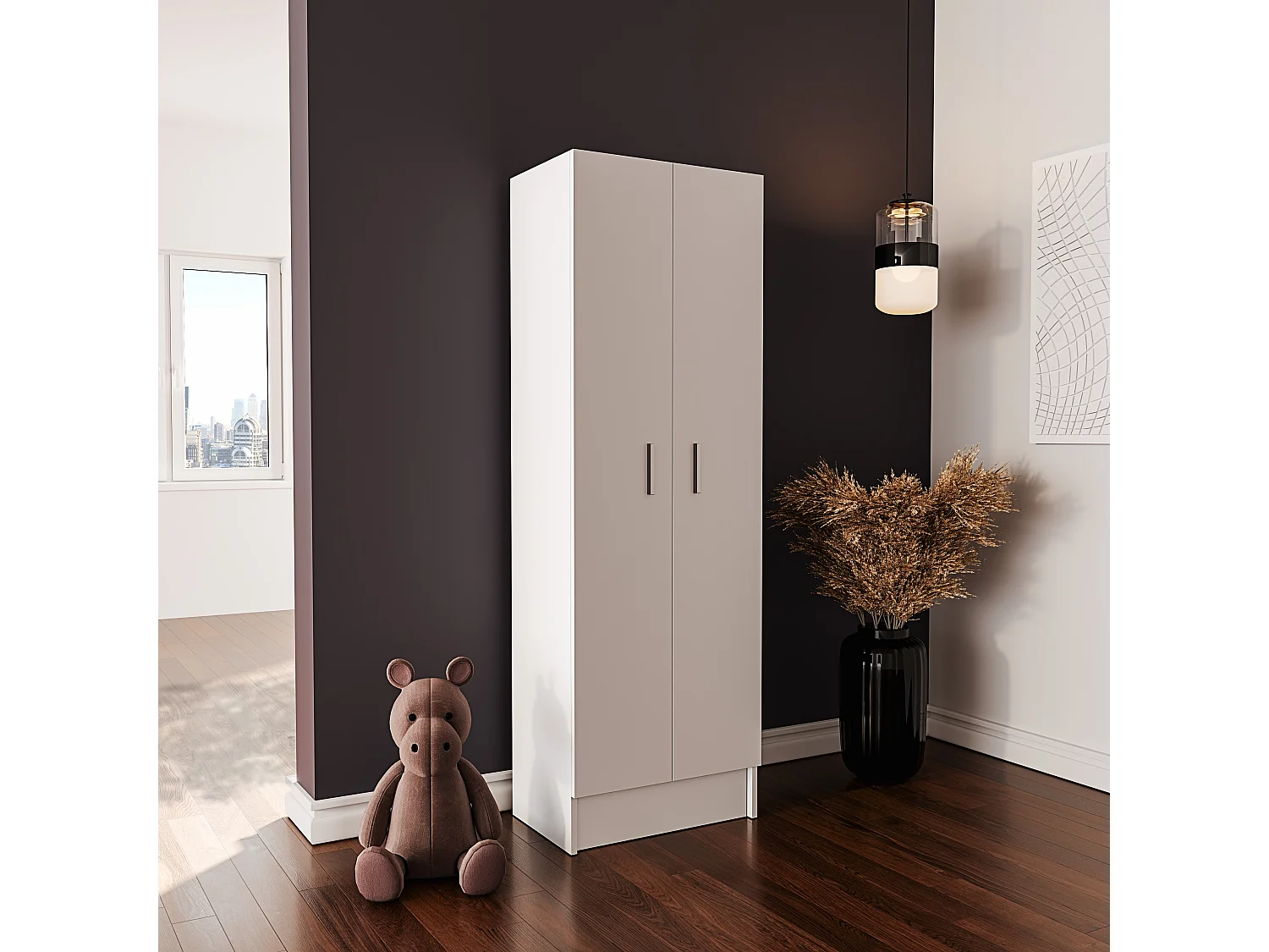 Armadio Armadietto Multiuso A Colonna Con 2 ante e 8 Ripiani Scarpiera Portascarpe Ingresso Camera Da Letto Design Moderno 59 x 37 x 180 Cm Bianco