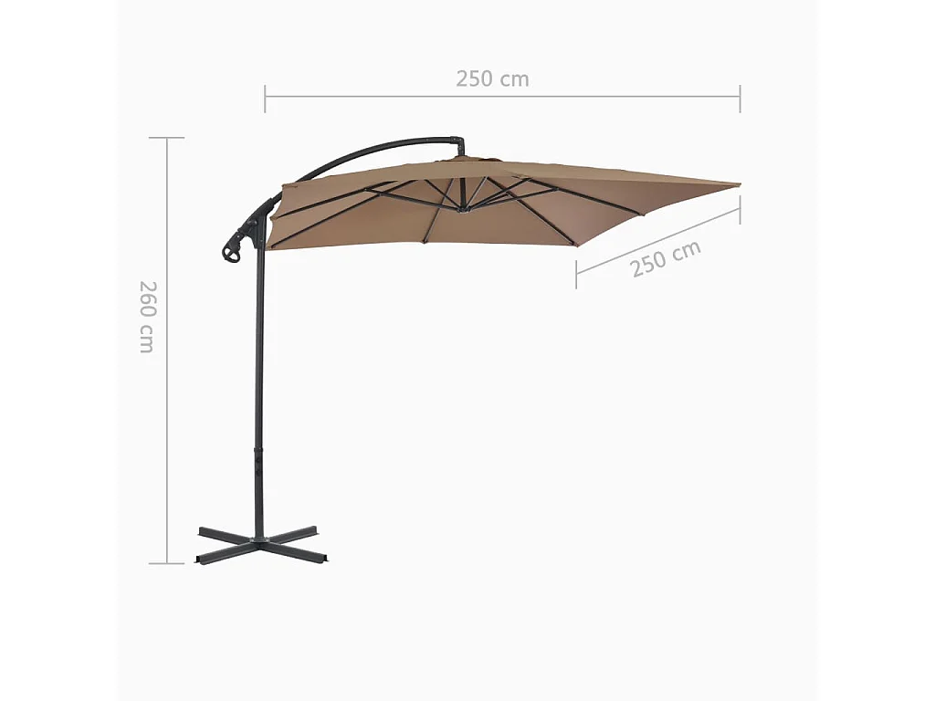 Guarda-sol cantilever para jardim com poste de aço 250 x 250 cm cinza 02_0008631