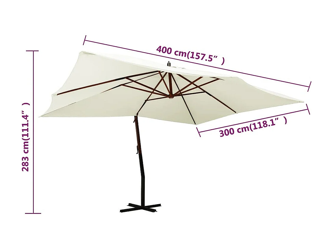 Parasol meuble de jardin bois blanche 400 x 300 x 283 cm 02_0008624