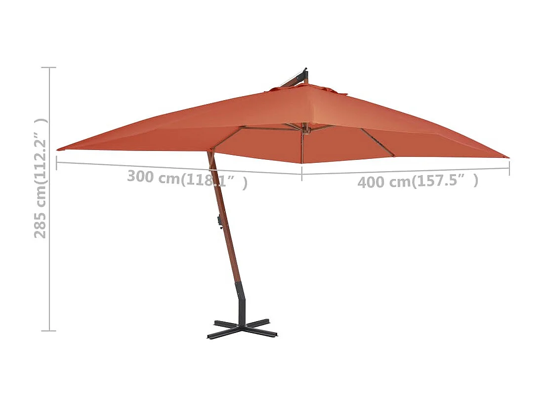 Ombrellone da giardino a sbalzo con palo in legno 400 x 300 cm terracotta 02_0008628