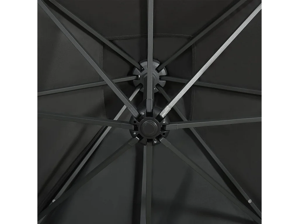 Guarda-sol móvel de jardim deslocado com poste e luzes LED 250 cm antracite 02_0008514