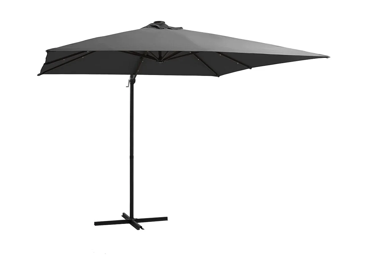 Ombrellone decentrato con LED e palo in acciaio 250 x 250 cm antracite 02_0008445