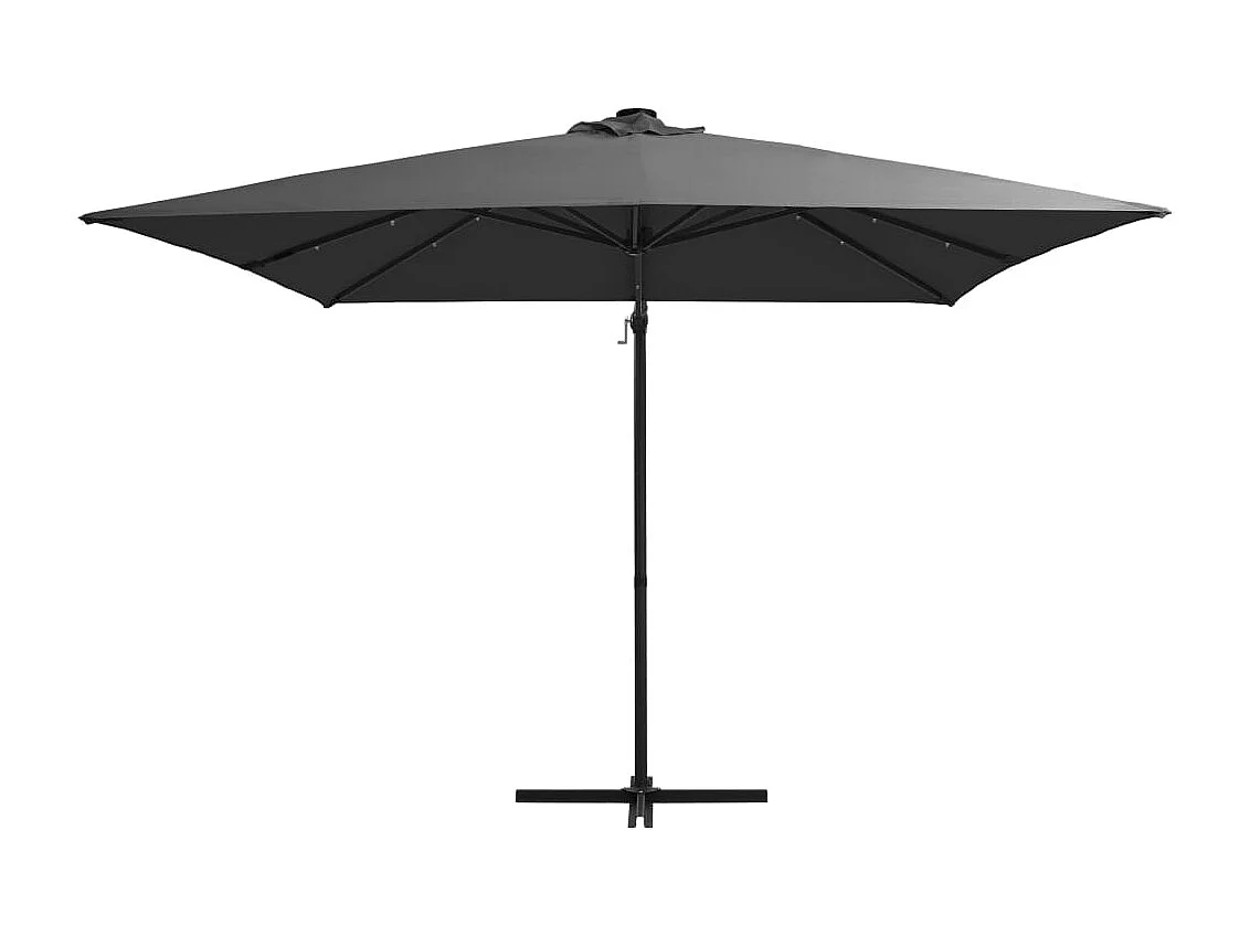Ombrellone decentrato con LED e palo in acciaio 250 x 250 cm antracite 02_0008445