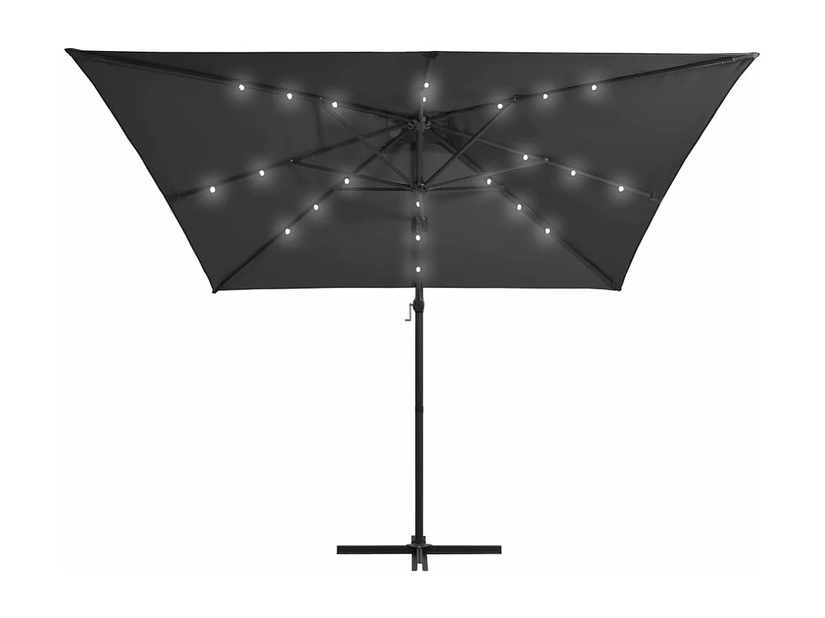 Ombrellone decentrato con LED e palo in acciaio 250 x 250 cm antracite 02_0008445