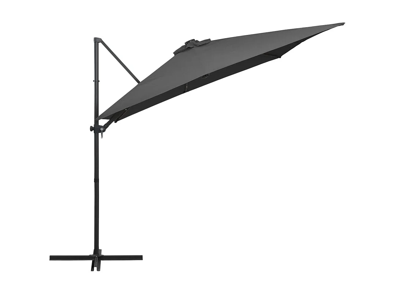 Ombrellone decentrato con LED e palo in acciaio 250 x 250 cm antracite 02_0008445