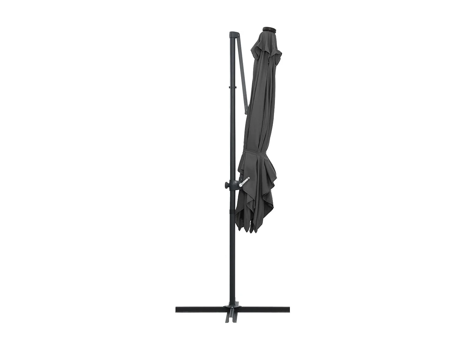 Ombrellone decentrato con LED e palo in acciaio 250 x 250 cm antracite 02_0008445