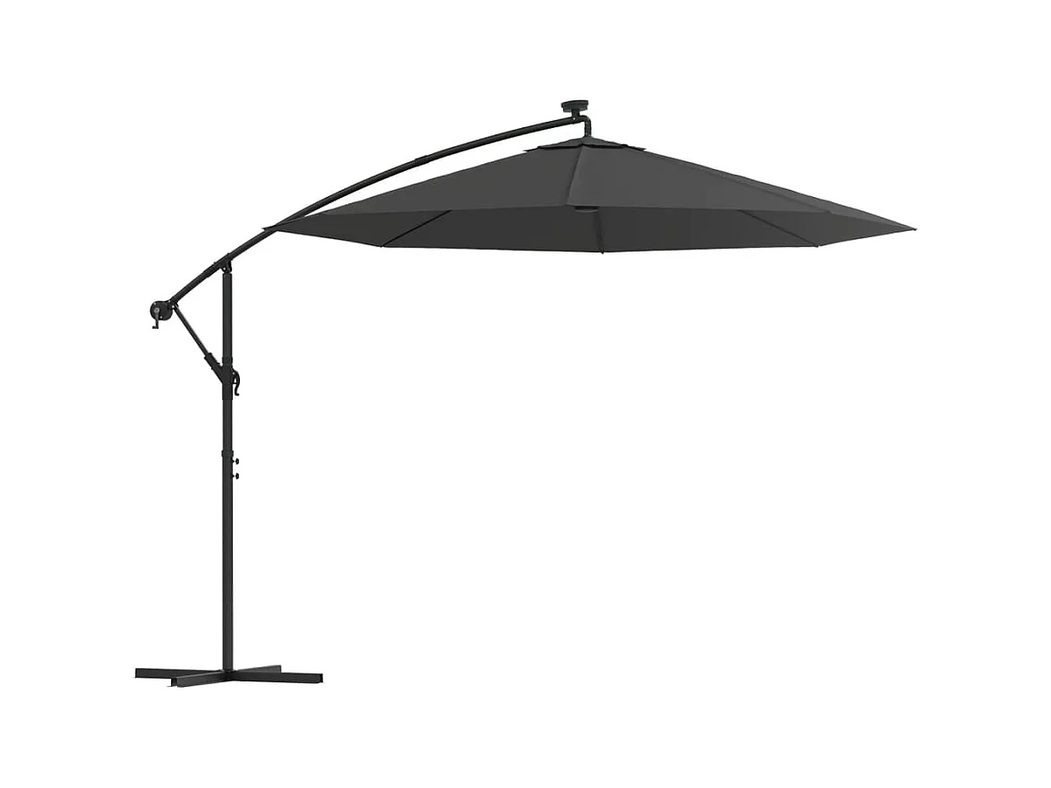 Guarda-sol cantilever LED para móveis de jardim e poste de aço 300 cm antracite 02_0008641