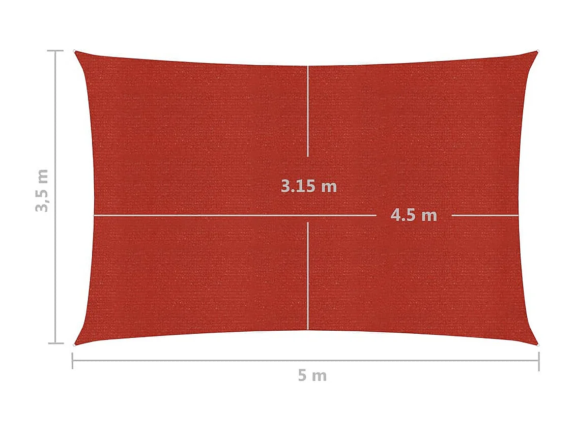 Vela in tessuto per ombrellone 160 g/m² rosso 3,5 x 5 m HDPE 02_0009261