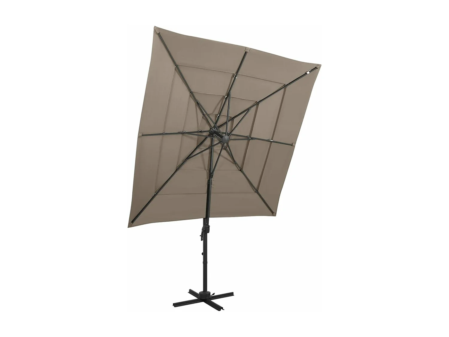 Guarda-sol de 4 camadas com haste de alumínio 250 x 250 cm cinza 02_0008794