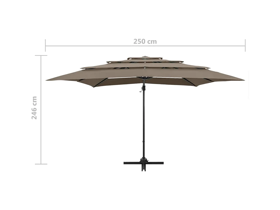 Guarda-sol de 4 camadas com haste de alumínio 250 x 250 cm cinza 02_0008794