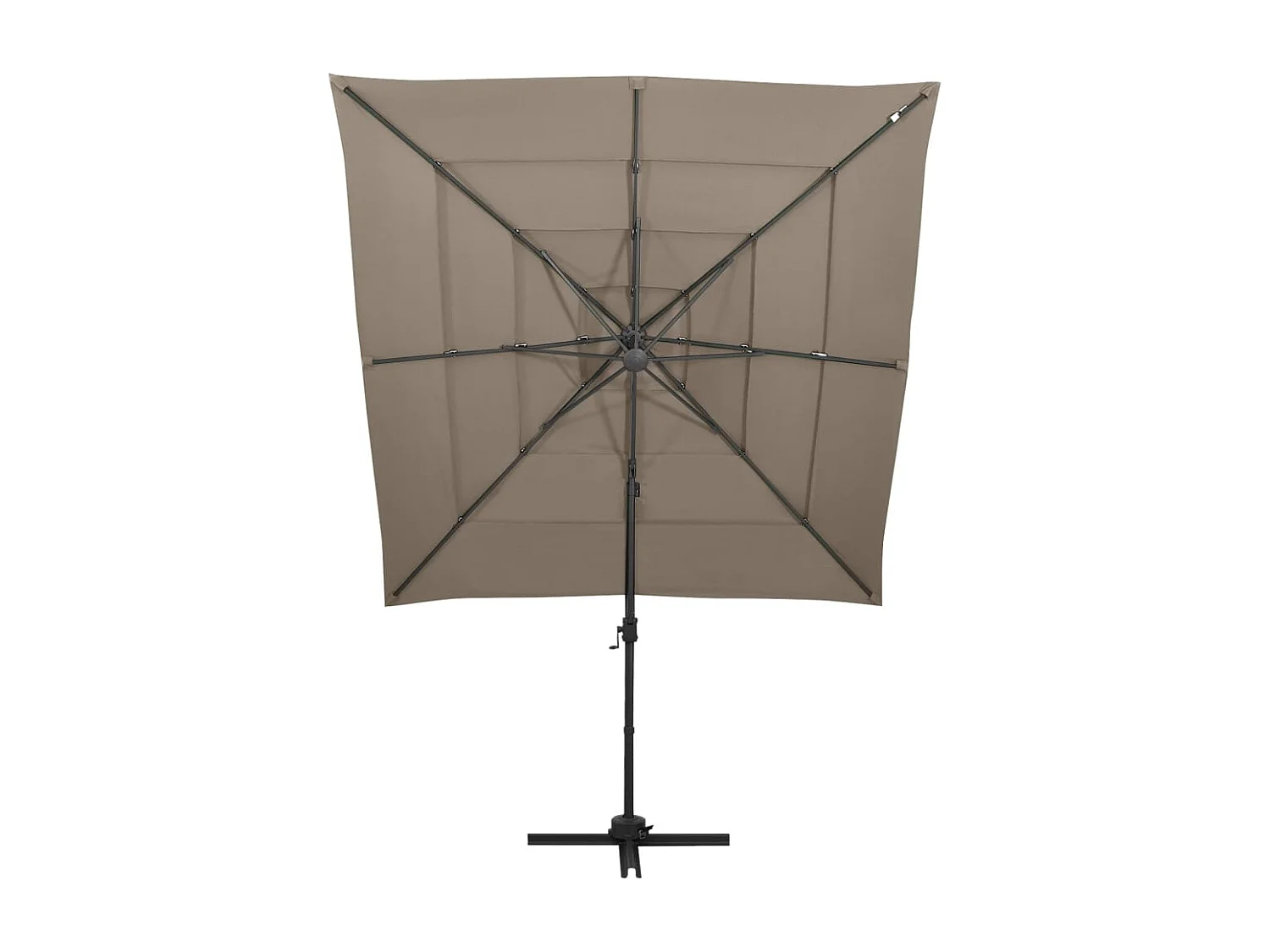Guarda-sol de 4 camadas com haste de alumínio 250 x 250 cm cinza 02_0008794