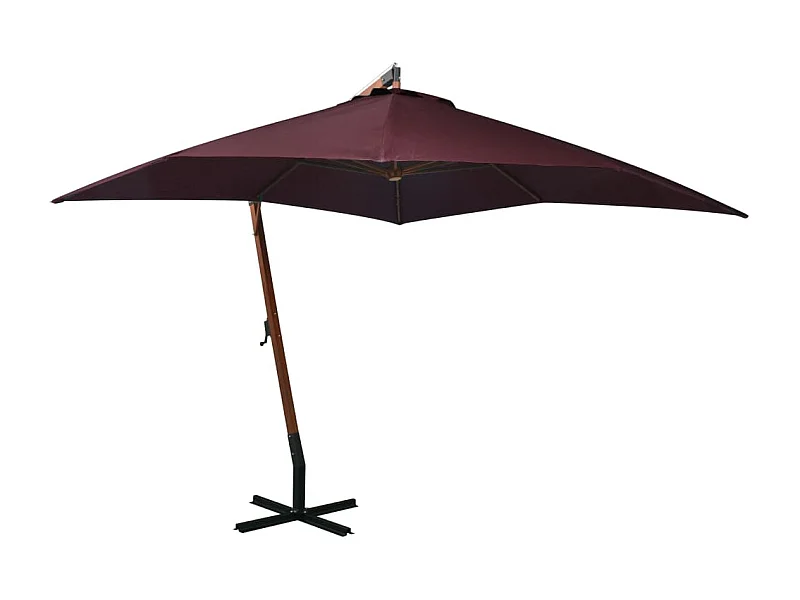 Parasol suspendu avec mât bois marron 300 x 300 x 280 cm 02_0008718