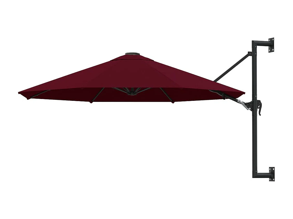 Parasol mural avec mât métal bordeaux 300 x 300 x 131 cm 02_0008682