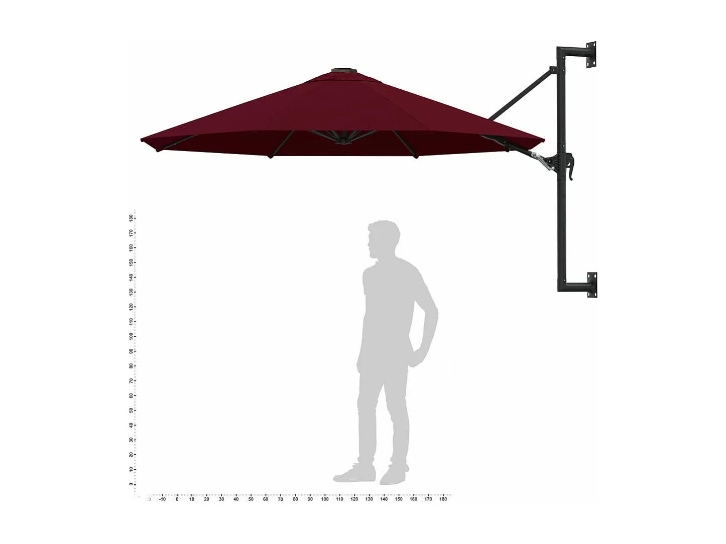 Guarda-sol de parede com haste de metal 300 cm bordô 02_0008682