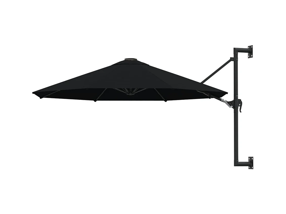 Guarda-sol de parede com haste de metal 300 cm preto 02_0008683