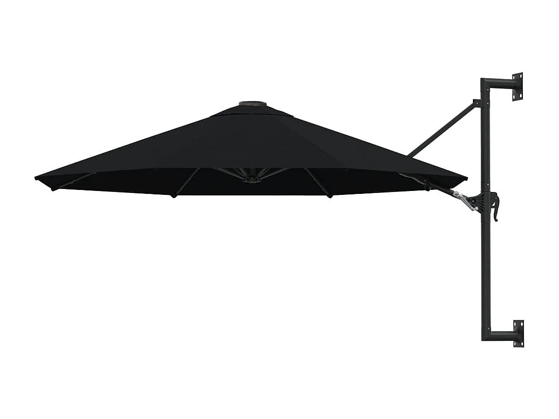 Guarda-sol de parede com haste de metal 300 cm preto 02_0008683
