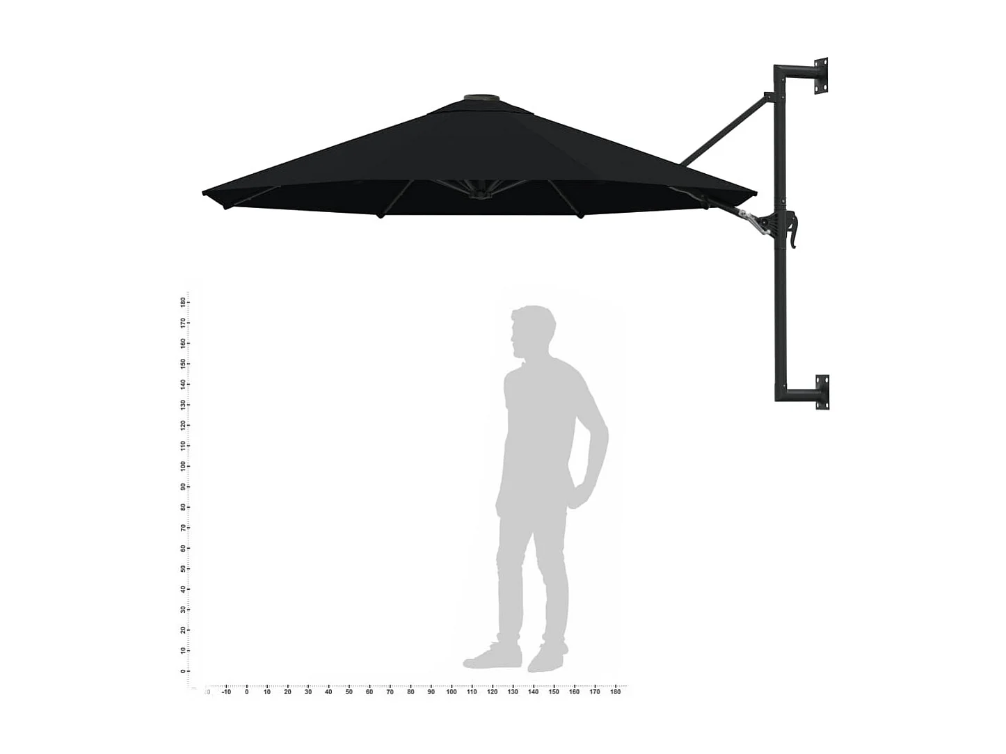 Guarda-sol de parede com haste de metal 300 cm preto 02_0008683