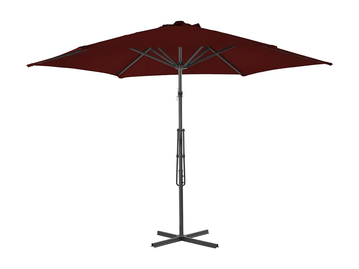 Guarda-sol exterior com poste de aço 300 x 230 cm vermelho bordô 02_0008207