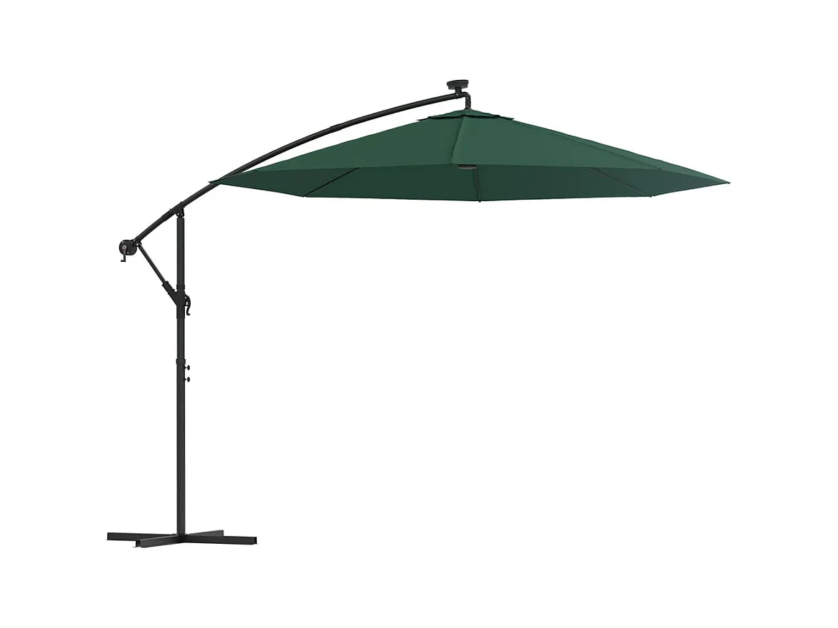 Móveis de jardim guarda-sol com iluminação LED poste de metal verde de 300 cm 02_0008142