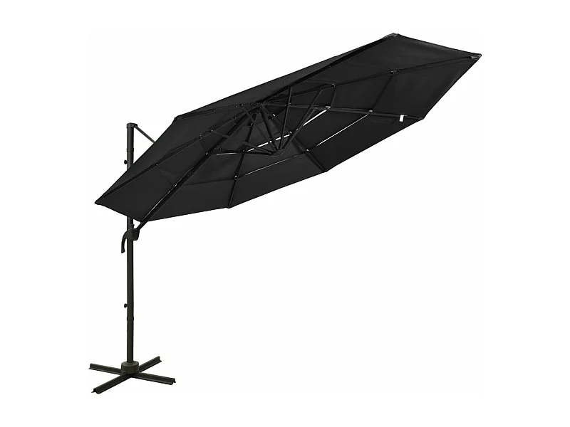 Parasol à 4 niveaux aluminium noire 300 x 300 x 247 cm 02_0008791