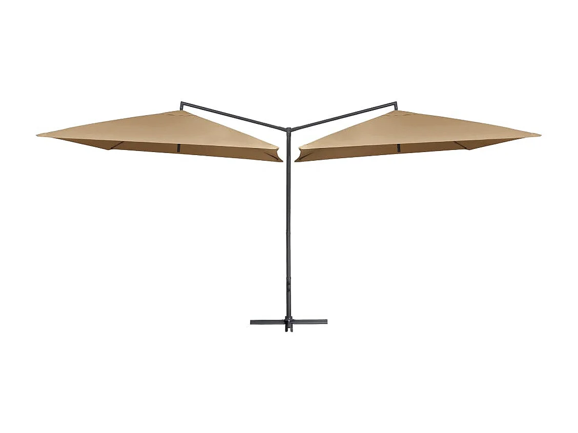 Guarda-sol duplo exterior com poste de aço 250 x 250 cm cinza 02_0008420