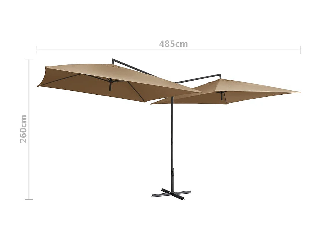 Guarda-sol duplo exterior com poste de aço 250 x 250 cm cinza 02_0008420