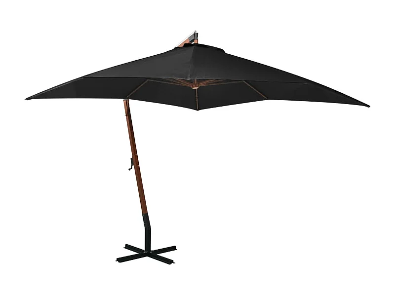 Ombrellone pensile con palo 3 x 3 m in legno massello di abete nero 02_0008716