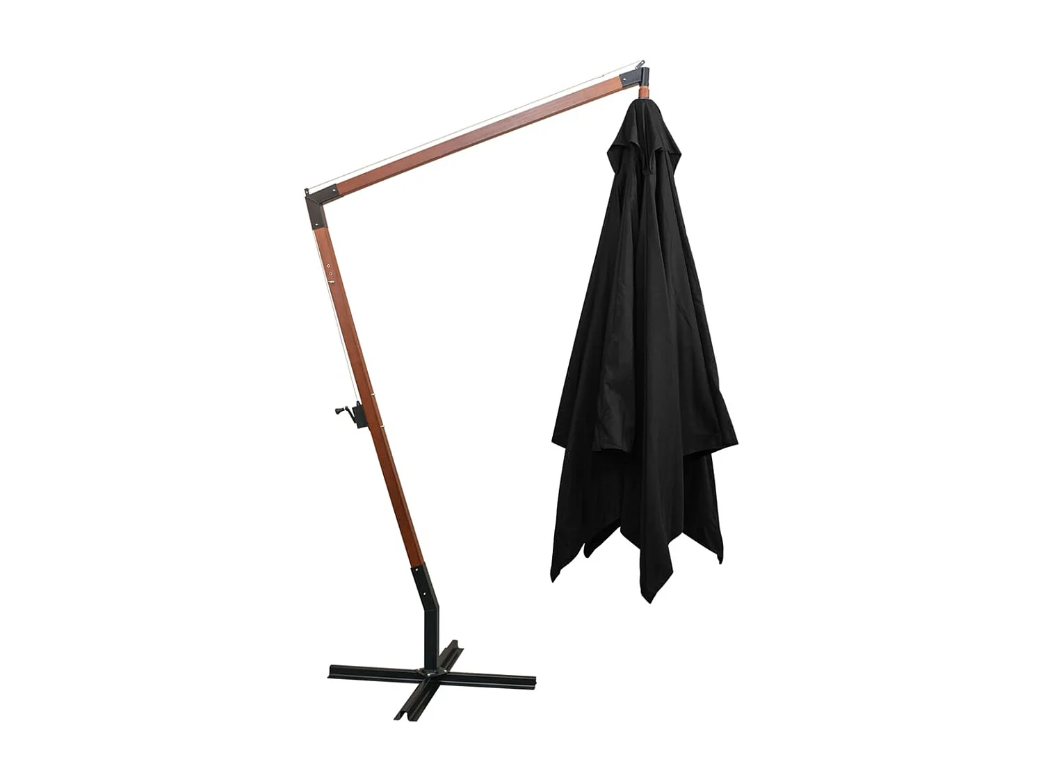 Parasol suspendu avec mât bois marron 300 x 300 x 280 cm 02_0008716