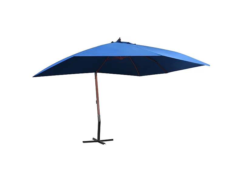 Guarda-sol suspenso com poste de madeira 400 x 300 cm azul 02_0008713
