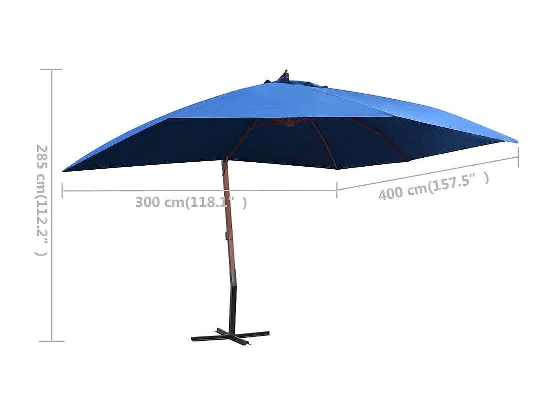 Parasol suspendu avec mât bois bleue 400 x 300 x 285 cm 02_0008713