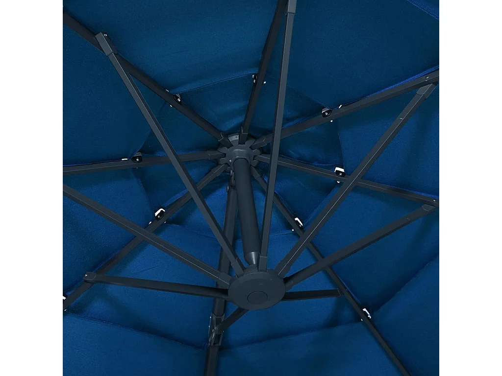 Guarda-sol de 4 camadas com haste de alumínio 3 x 3 m azul 02_0008787