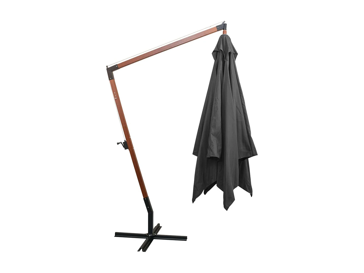Parasol suspendu avec mât bois marron 300 x 300 x 280 cm 02_0008706
