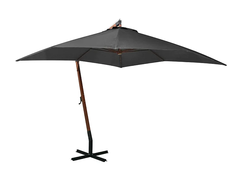 Parasol suspendu avec mât bois marron 300 x 300 x 280 cm 02_0008706