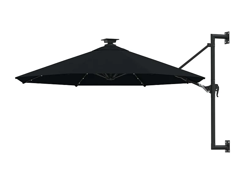 Guarda-sol de parede com poste de metal e LED 300 cm preto 02_0008693