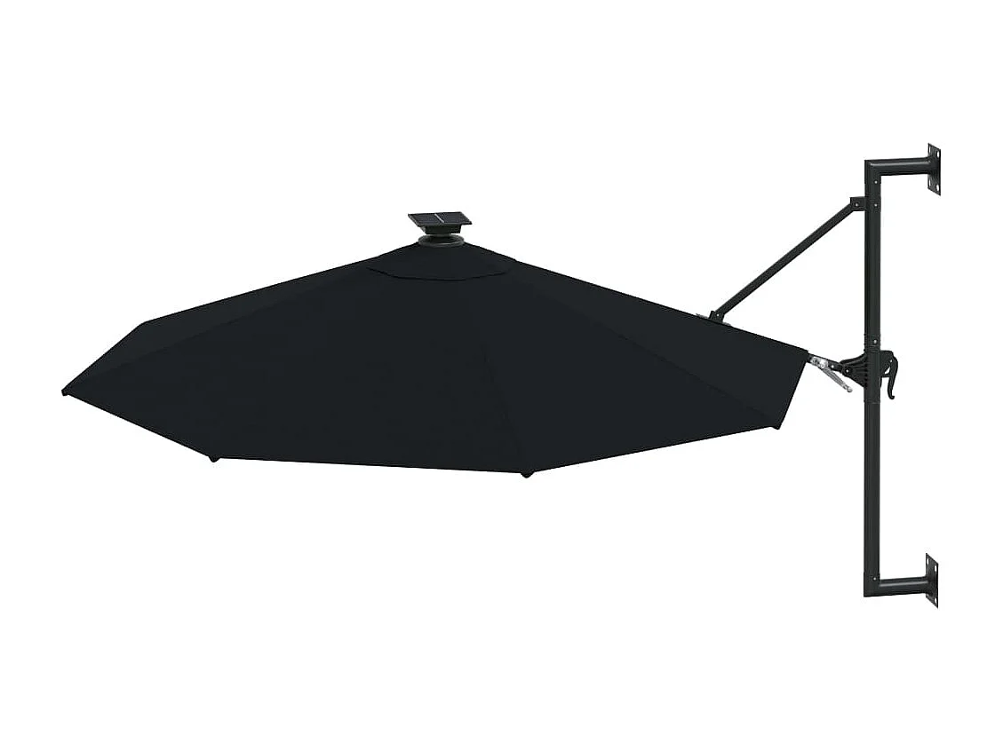 Ombrellone da parete con palo in metallo e LED 300 cm nero 02_0008693