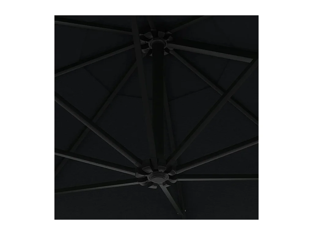 Ombrellone da parete con palo in metallo e LED 300 cm nero 02_0008693