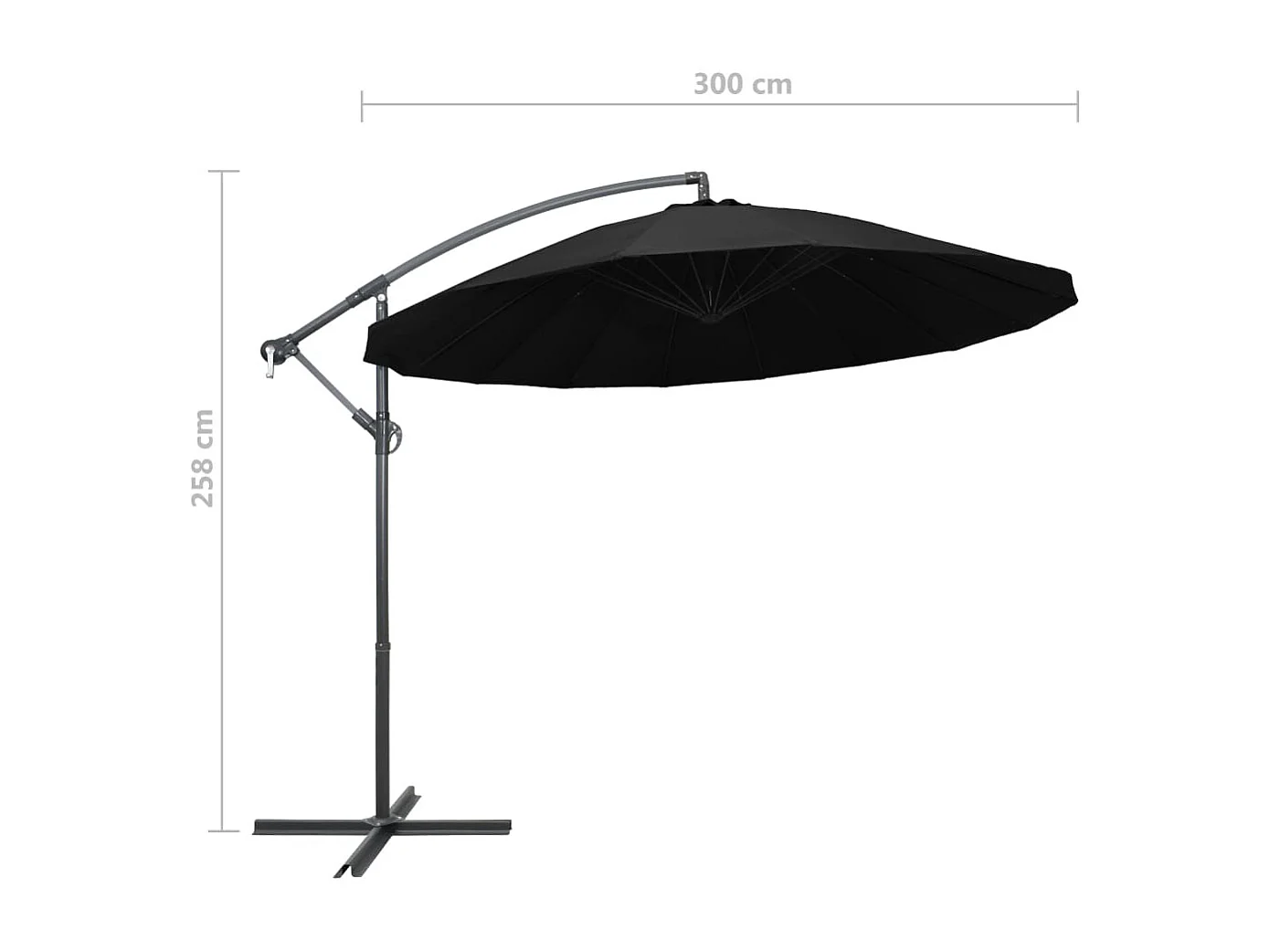 Parasol d'extérieur suspendu 3 aluminium noire 3 x 3 x 2.58 cm 02_0008726
