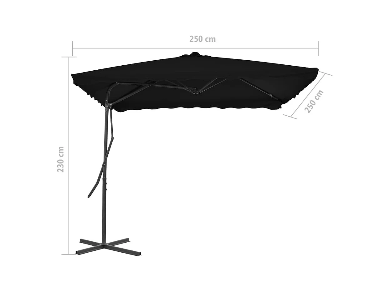 Parasol d'extérieur avec mât noire 250 x 250 x 230 cm 02_0008205
